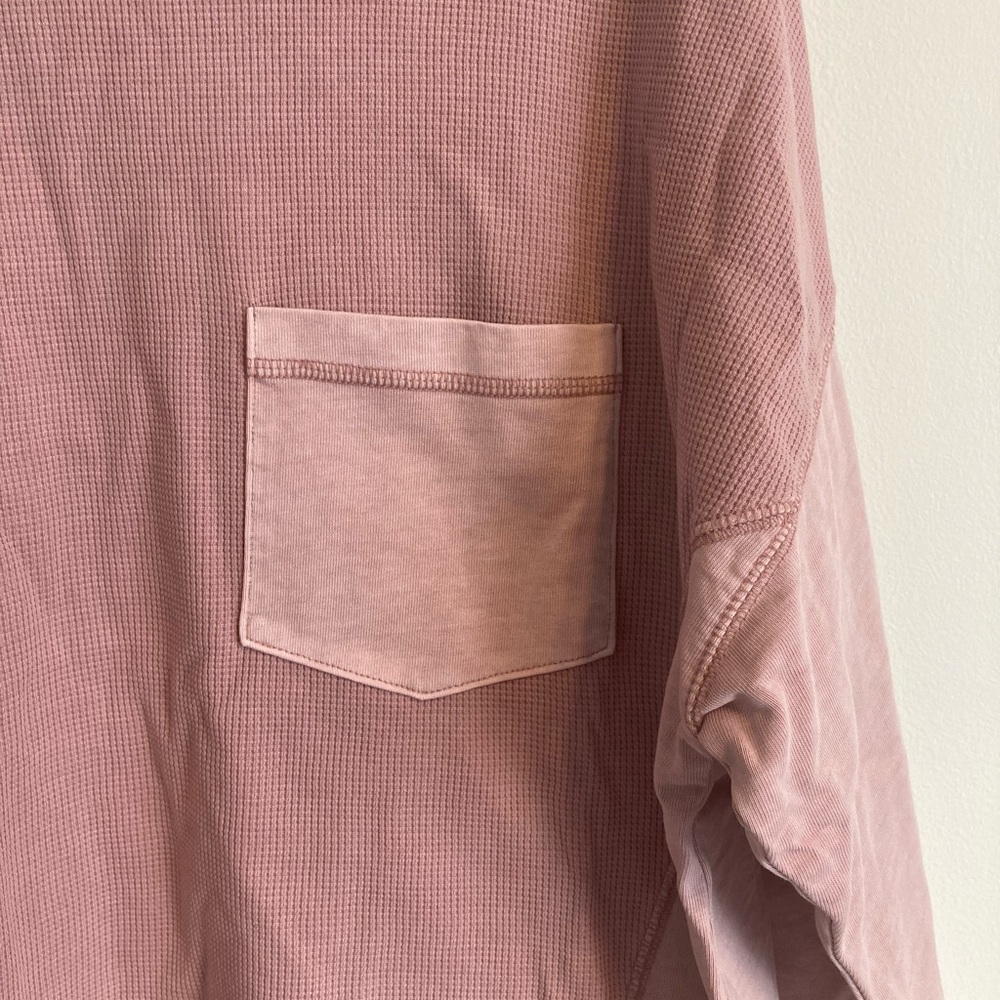 Wild Fable / Round Neck Boxy Thermal Pullover / Pink